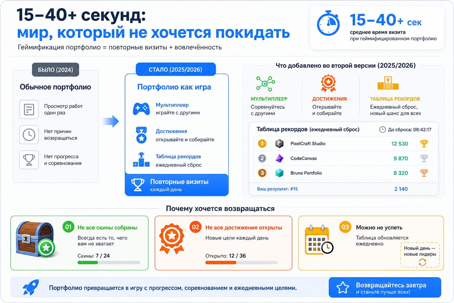 15–40+ секунд: мир, который не хочется покидать
