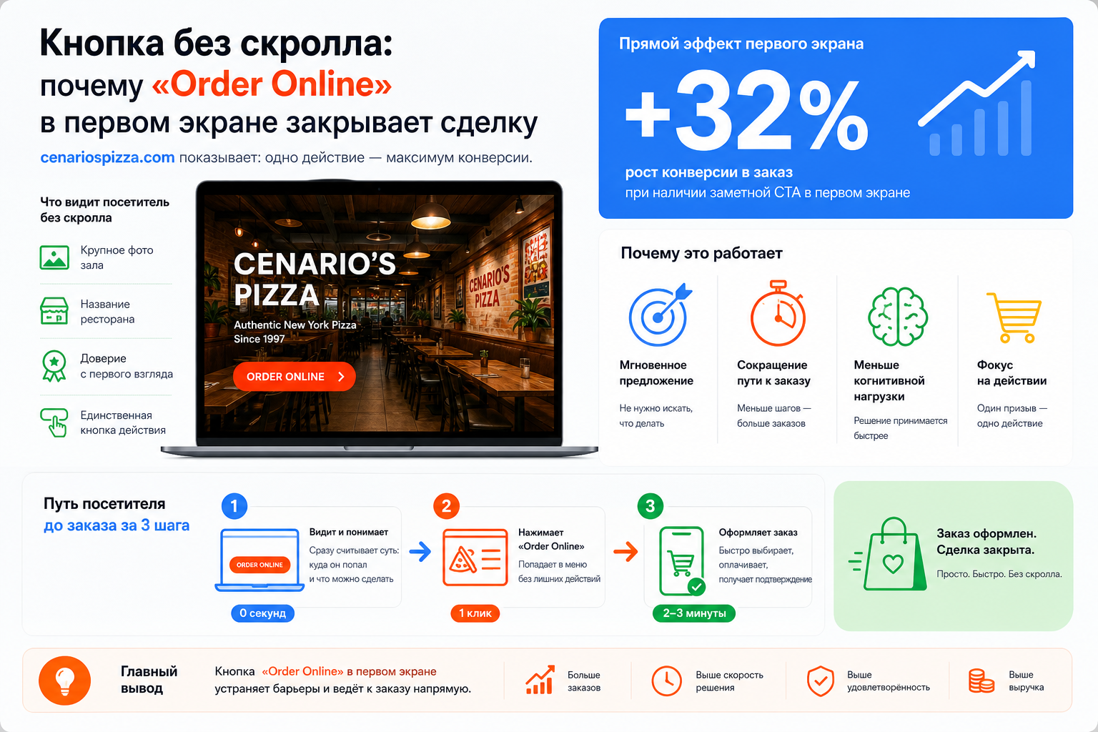 Кнопка без скролла: почему «Order Online» в первом экране закрывает сделку