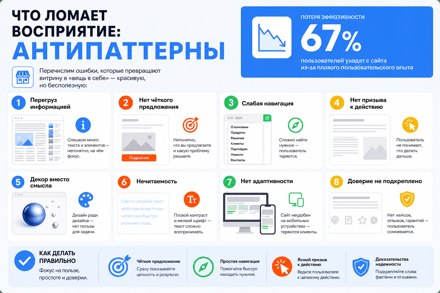 Что ломает восприятие: антипаттерны