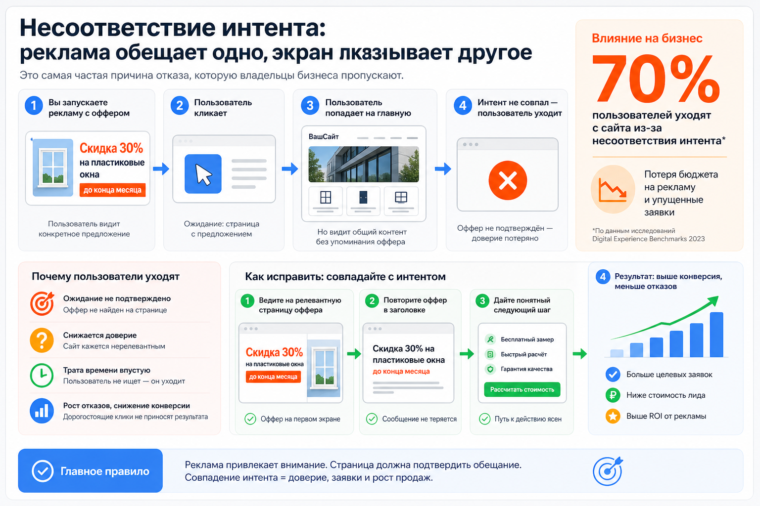 Несоответствие интента: реклама обещает одно, экран показывает другое