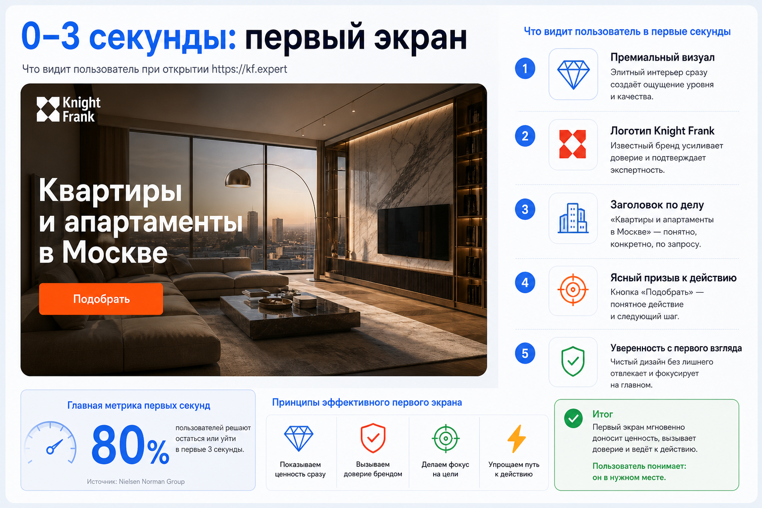 0–3 секунды: первый экран