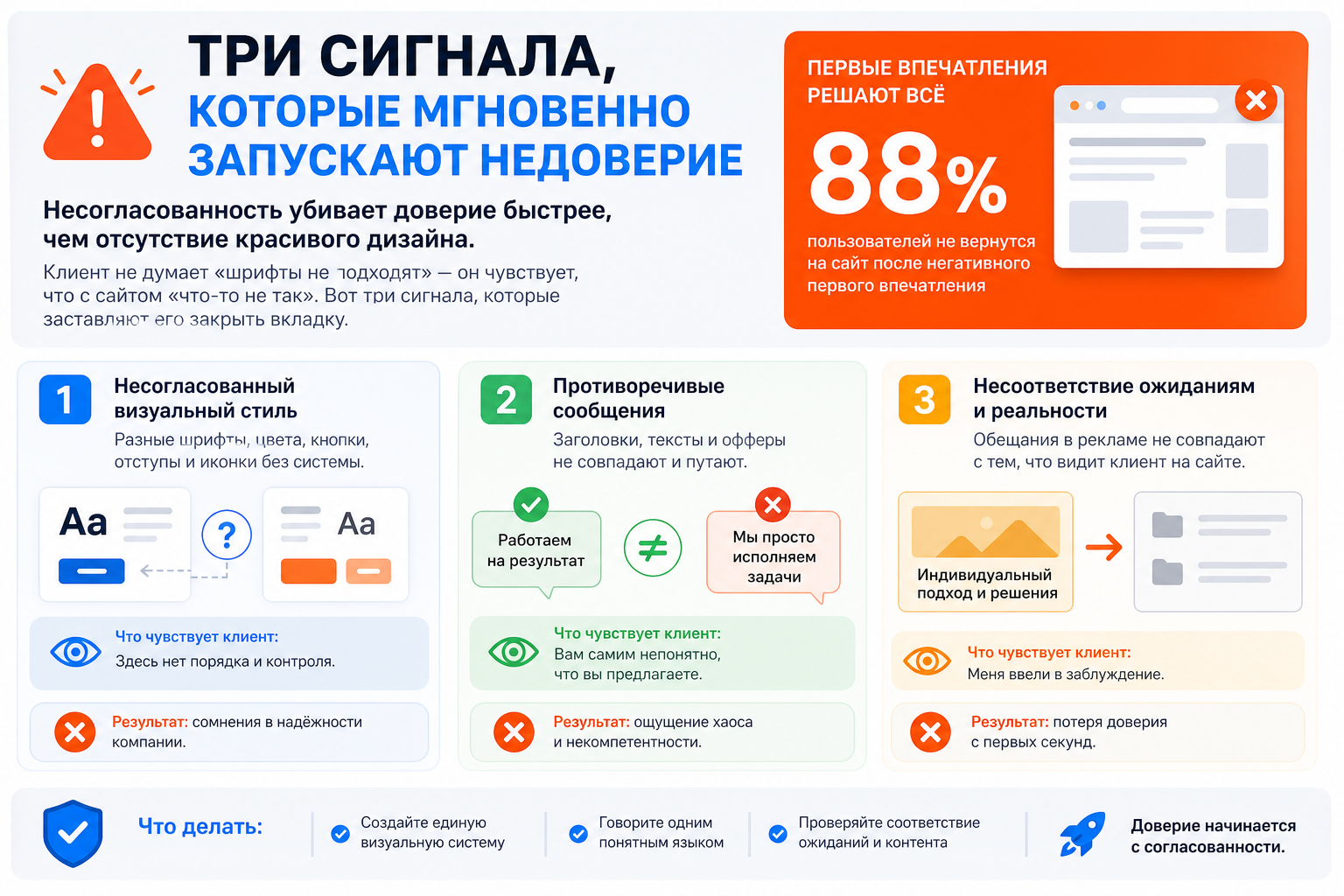 Три сигнала, которые мгновенно запускают недоверие