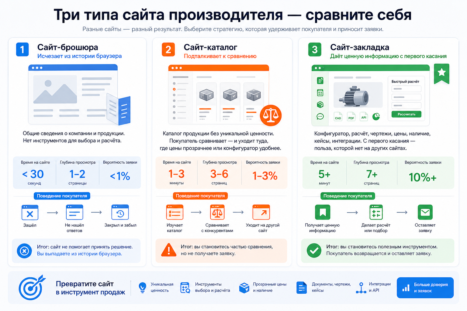 Три типа сайта производителя — сравните себя