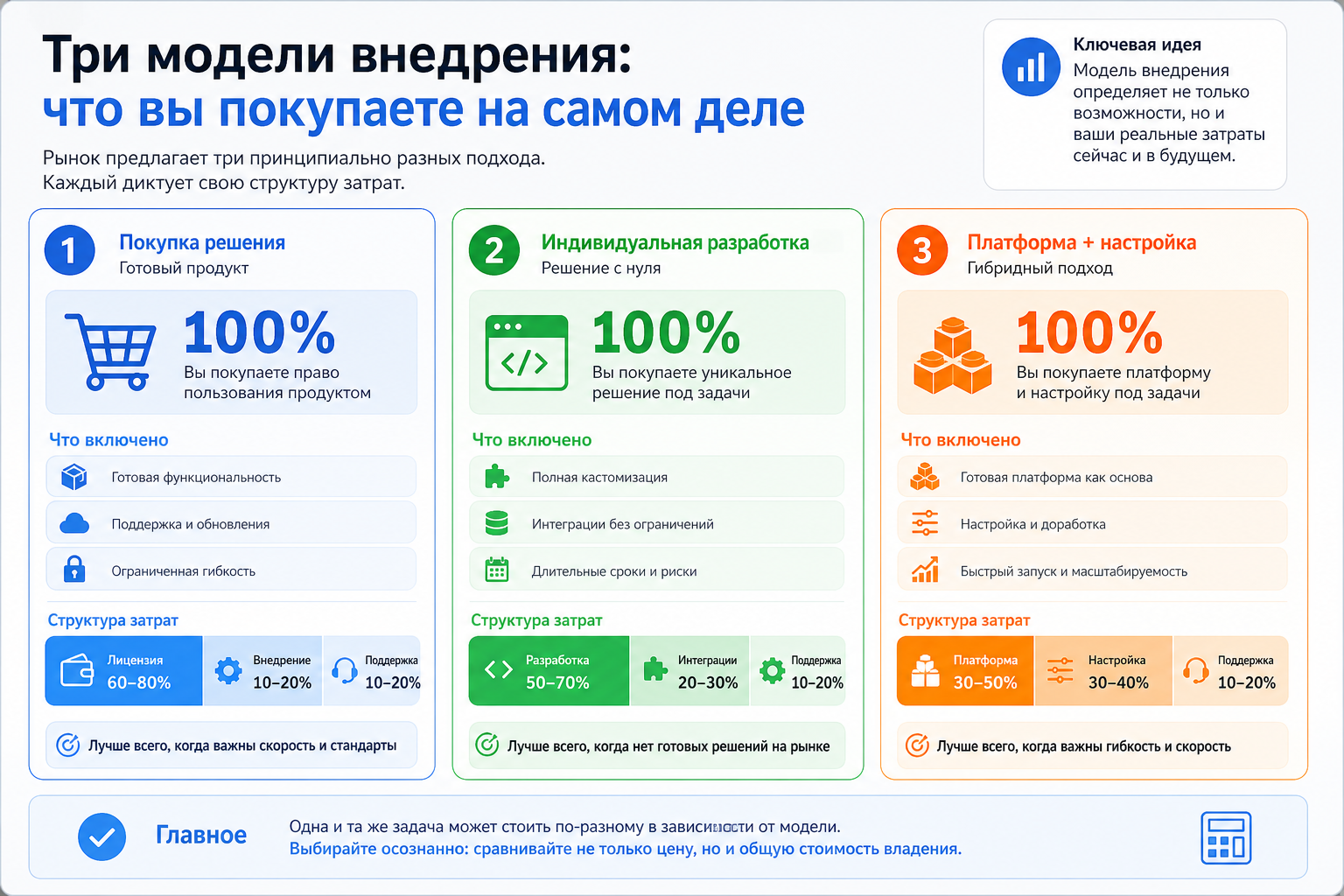 Три модели внедрения: что вы покупаете на самом деле